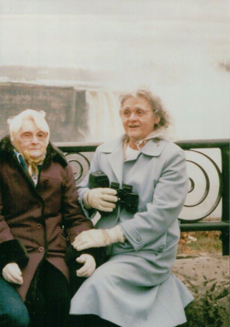 Mom with Grandma Sutliff at Multnomah Falls from Starlite